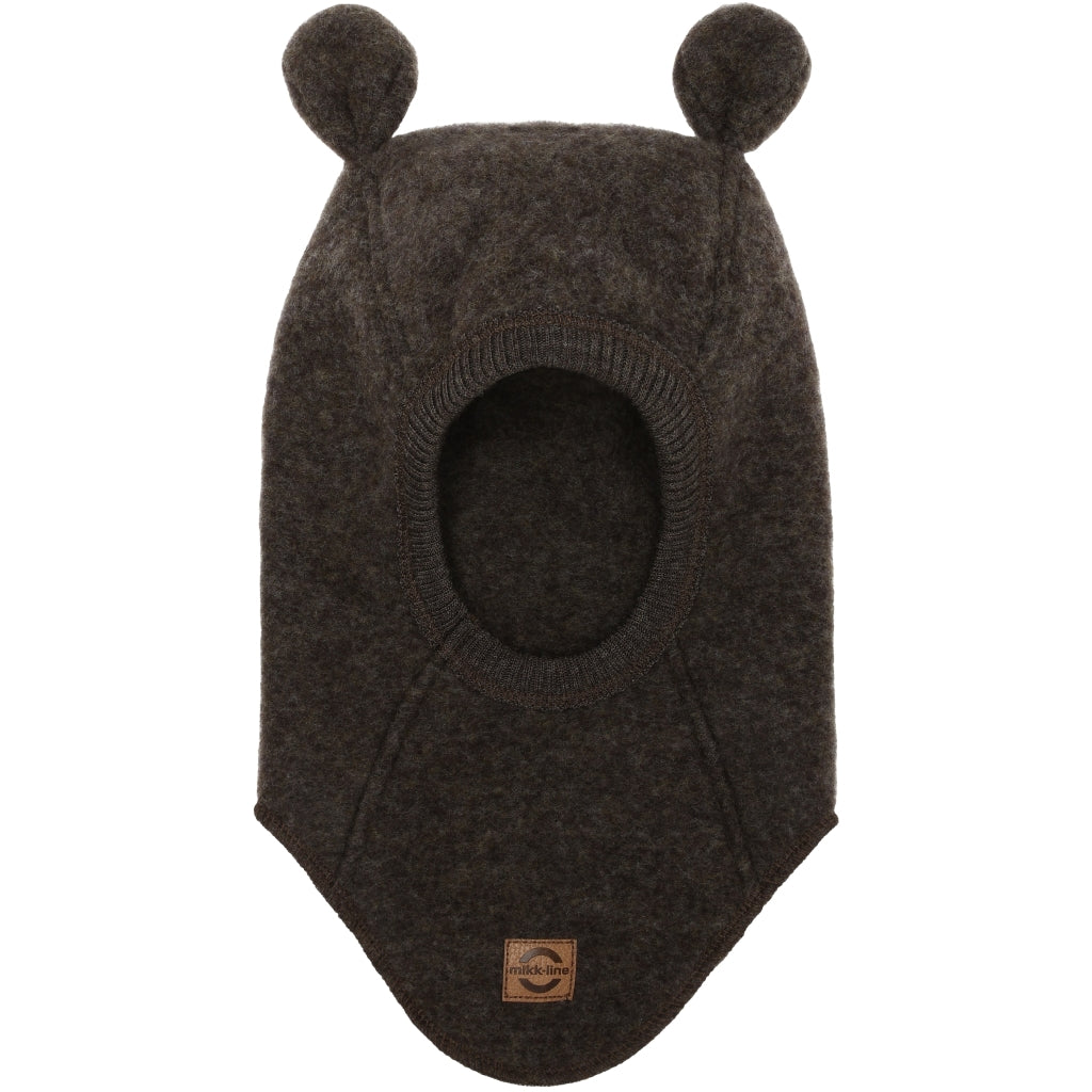 Mikk-Line Uld Elefanthue Bamseører Uld Dark Brown Melange
