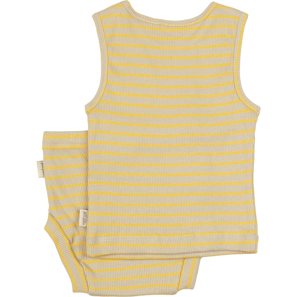 PETIT PIAO Underwear Set Modal Striped Undertøj Yellow Sun/Dark Off White
