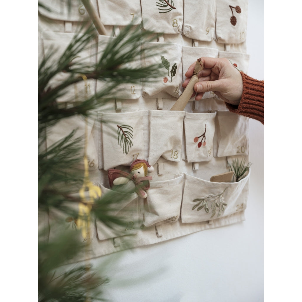 Fabelab Wall Calendar - Yule Greens embroidery - Natural Decoration Natural