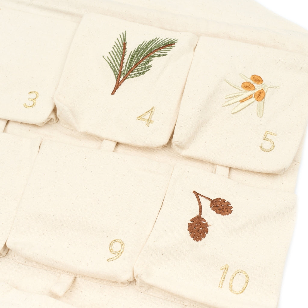 Fabelab Wall Calendar - Yule Greens embroidery - Natural Decoration Natural