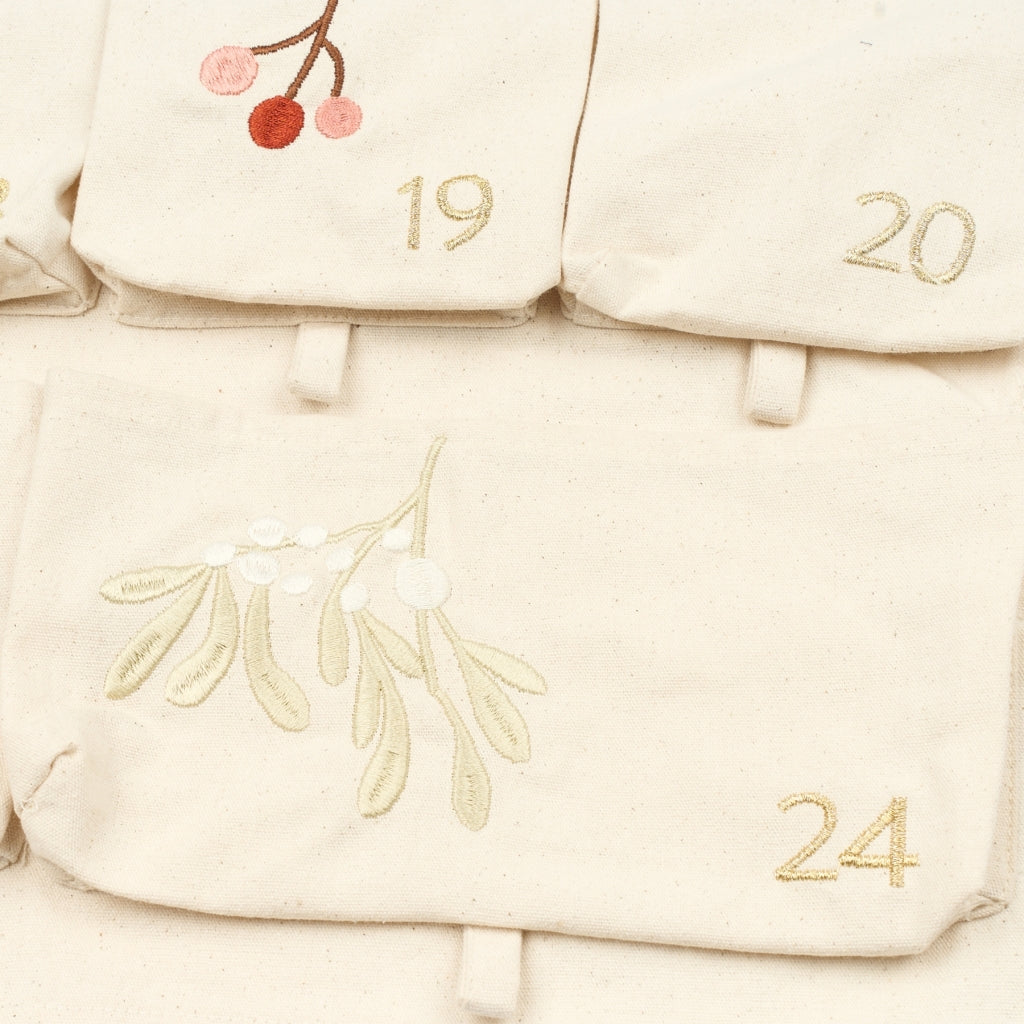 Fabelab Wall Calendar - Yule Greens embroidery - Natural Decoration Natural