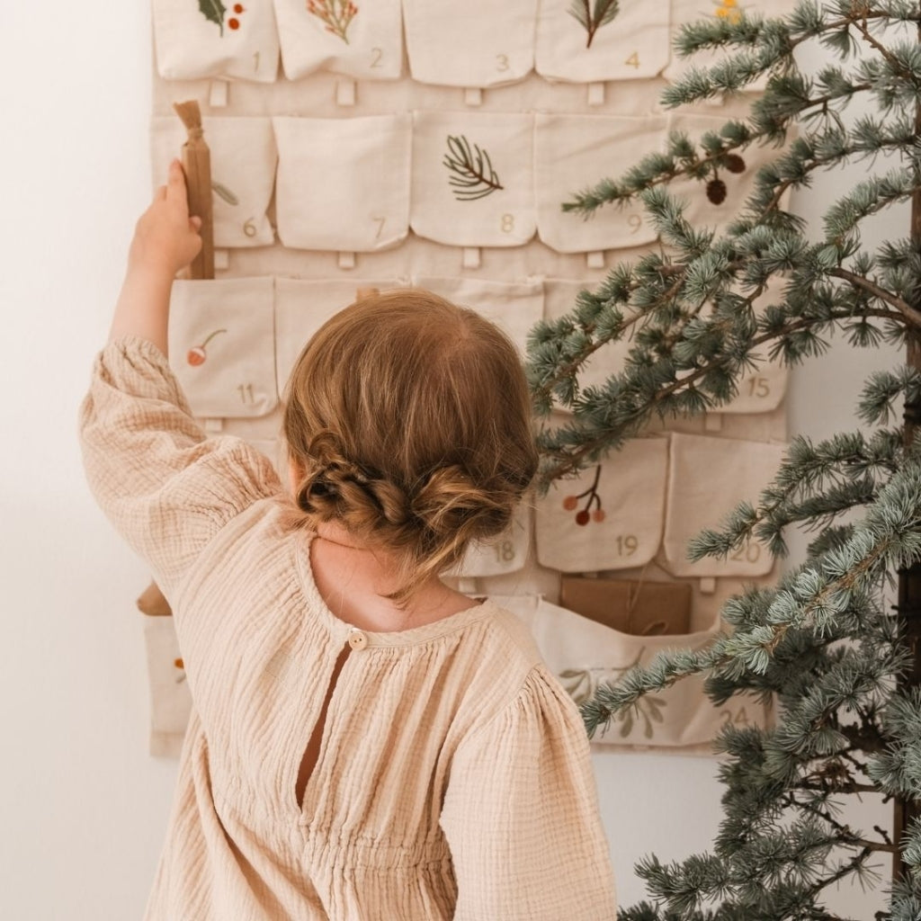 Fabelab Wall Calendar - Yule Greens embroidery - Natural Decoration Natural