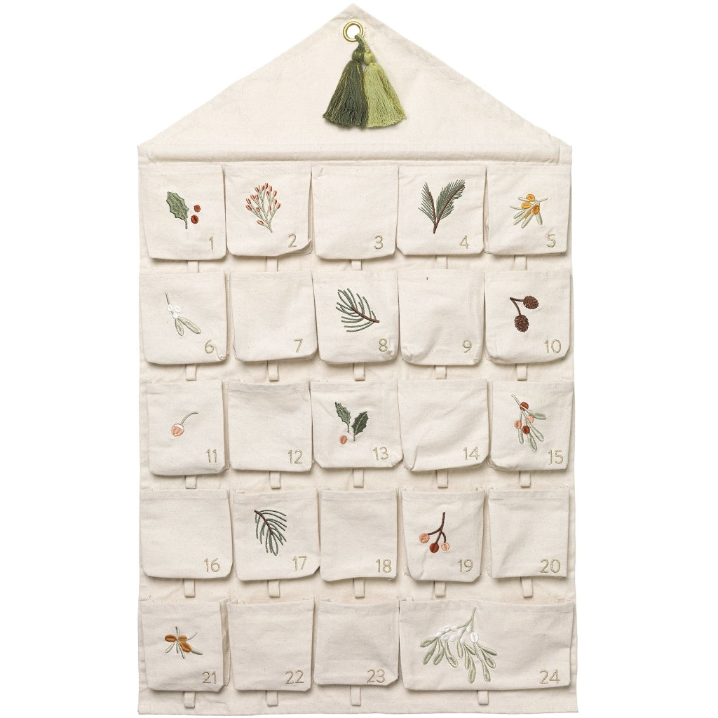 Fabelab Wall Calendar - Yule Greens embroidery - Natural Decoration Natural