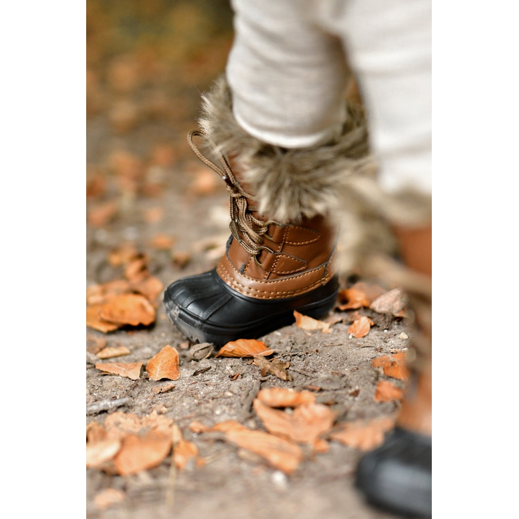 Mikk-Line Winter Boot Rubber w. Fake Fur Winter Boots Cognac