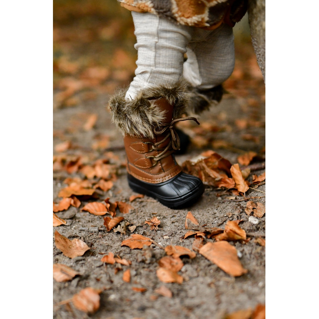 Mikk-Line Winter Boot Rubber w. Fake Fur Winter Boots Cognac