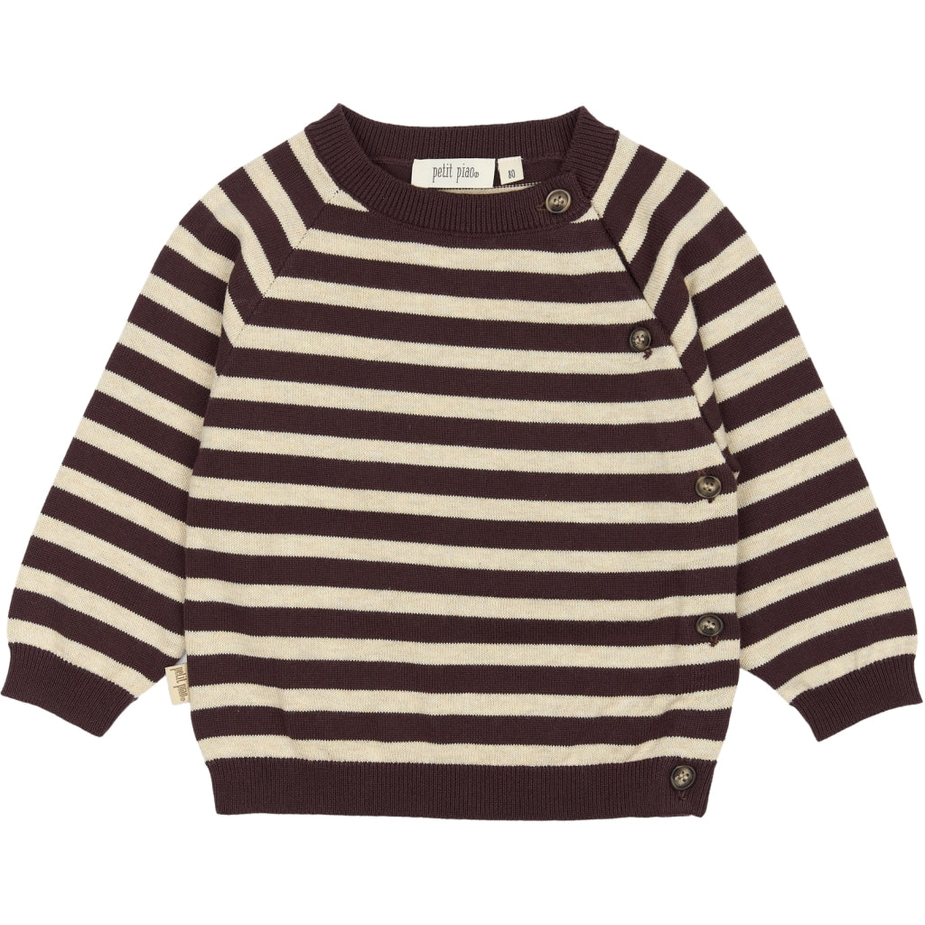 PETIT PIAO ppDos Fold Over Knit Strik Off White/Brown