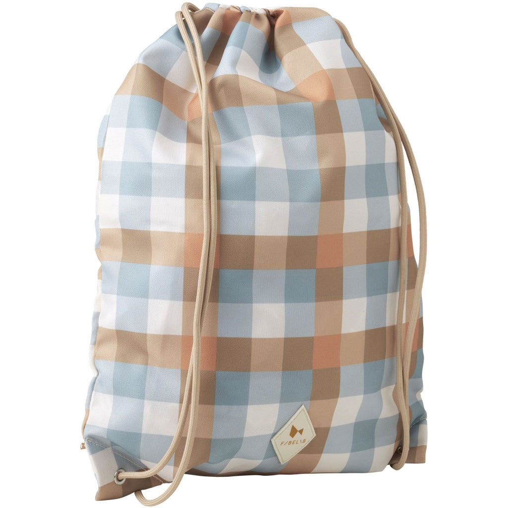Fabelab String Bag - Cottage Blue - Checks Bags & Backpacks Multi Print